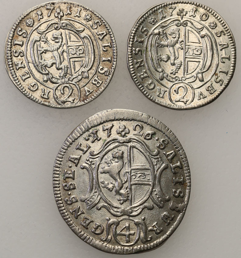 Austria, Salsburg. Franz Anton. Zestaw 3 monet (2 x 2 krajcary + 4 krajcary)